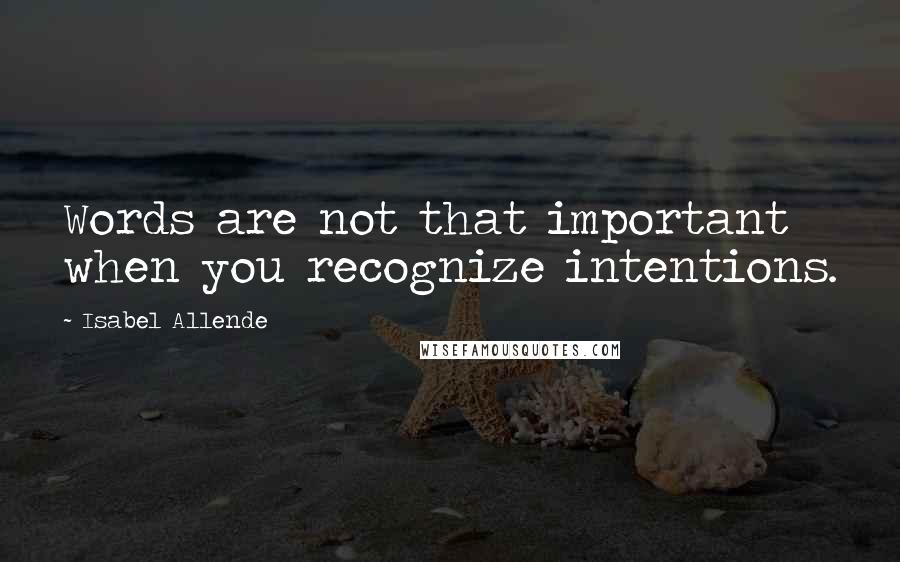 Isabel Allende Quotes: Words are not that important when you recognize intentions.