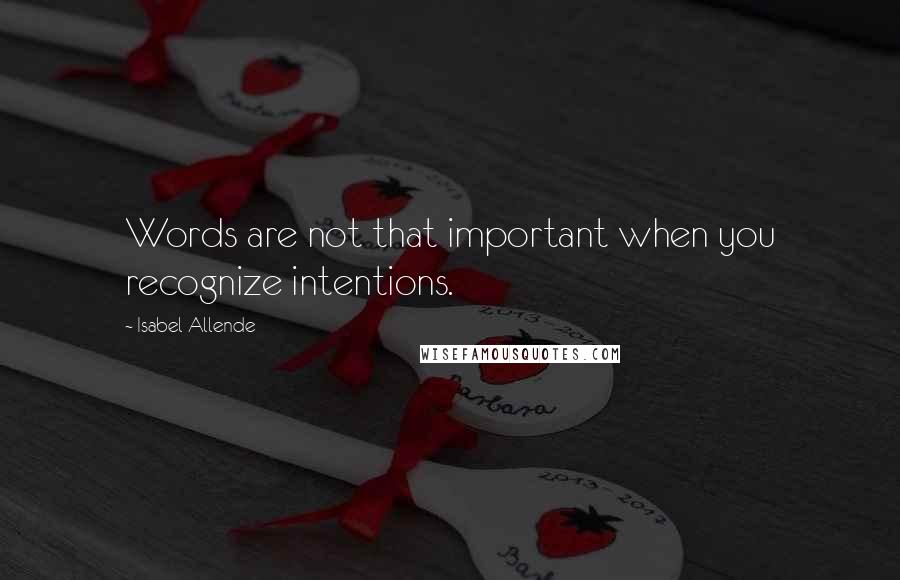 Isabel Allende Quotes: Words are not that important when you recognize intentions.