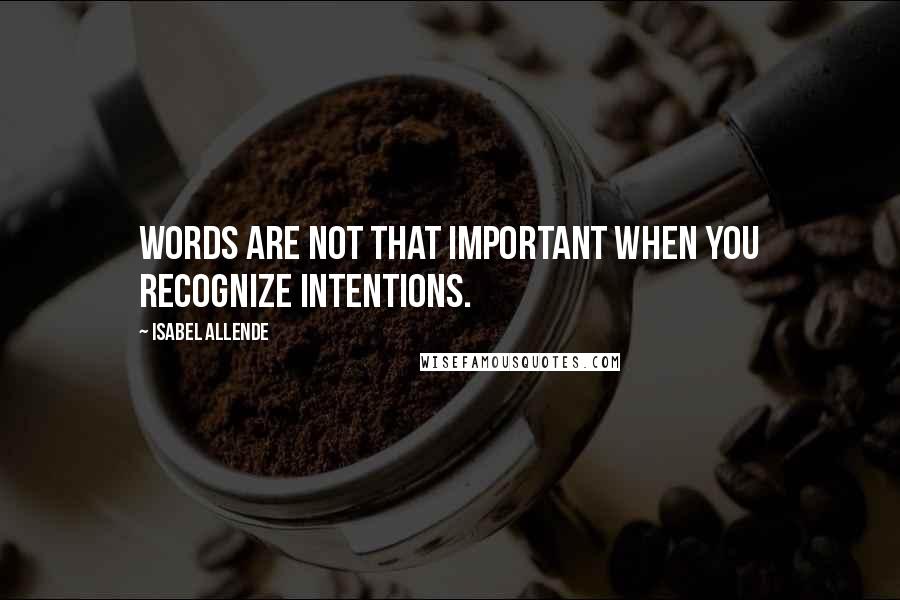 Isabel Allende Quotes: Words are not that important when you recognize intentions.