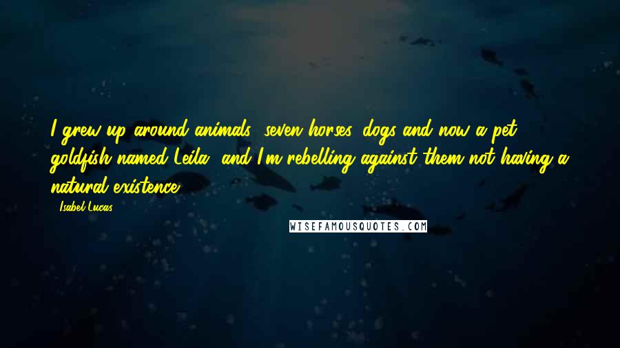 Isabel Lucas Quotes: I grew up around animals [seven horses, dogs and now a pet goldfish named Leila] and I'm rebelling against them not having a natural existence.