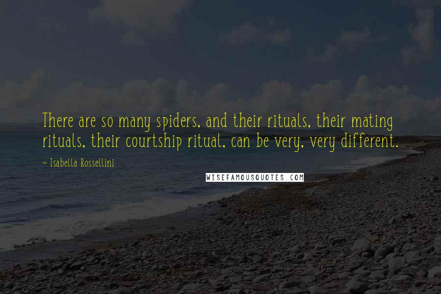 Isabella Rossellini Quotes: There are so many spiders, and their rituals, their mating rituals, their courtship ritual, can be very, very different.