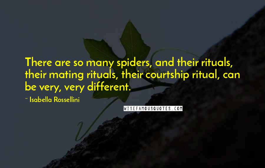 Isabella Rossellini Quotes: There are so many spiders, and their rituals, their mating rituals, their courtship ritual, can be very, very different.