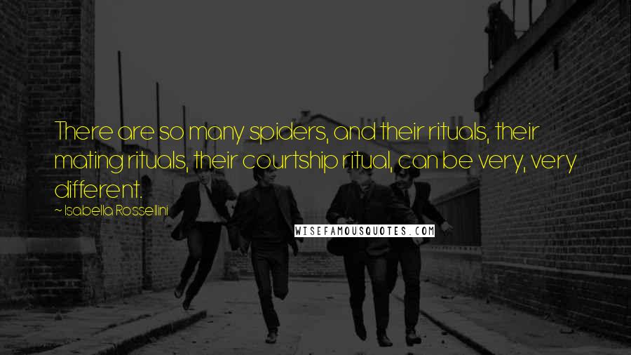 Isabella Rossellini Quotes: There are so many spiders, and their rituals, their mating rituals, their courtship ritual, can be very, very different.