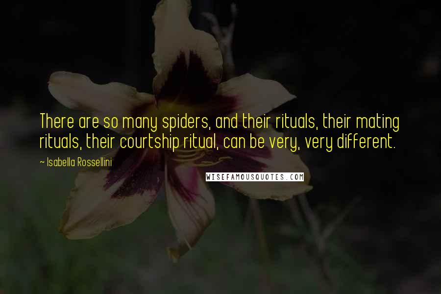 Isabella Rossellini Quotes: There are so many spiders, and their rituals, their mating rituals, their courtship ritual, can be very, very different.