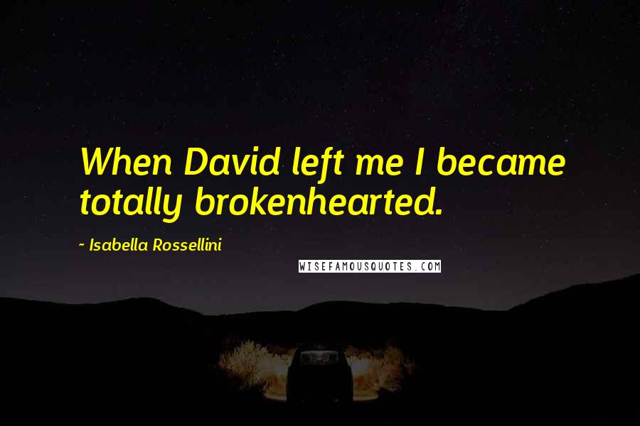 Isabella Rossellini Quotes: When David left me I became totally brokenhearted.