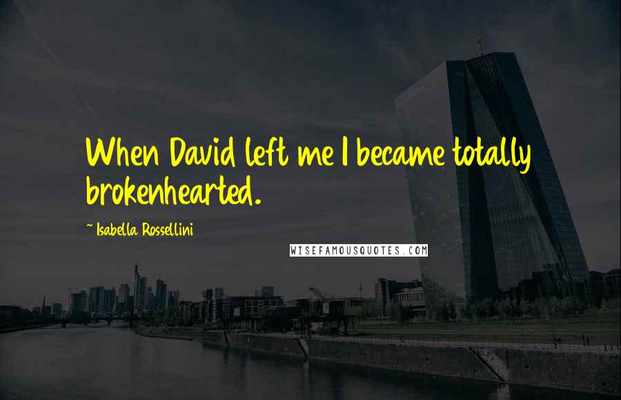 Isabella Rossellini Quotes: When David left me I became totally brokenhearted.