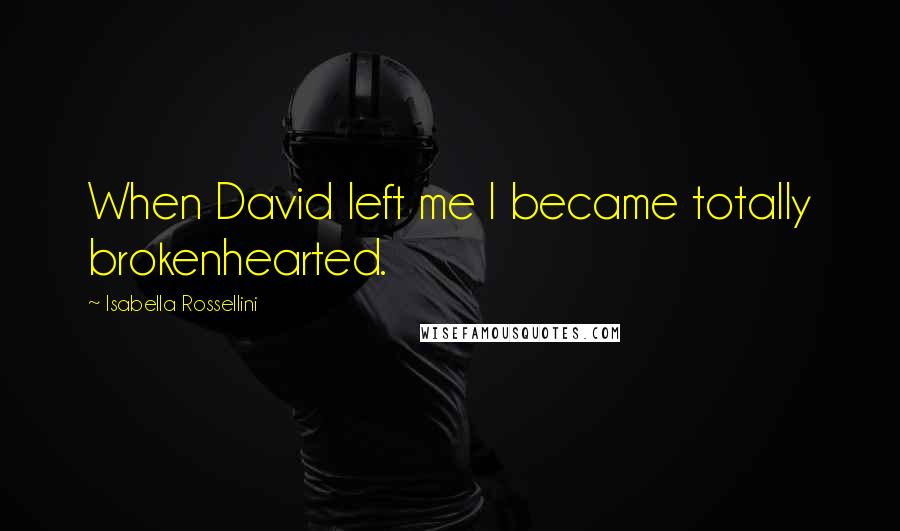 Isabella Rossellini Quotes: When David left me I became totally brokenhearted.