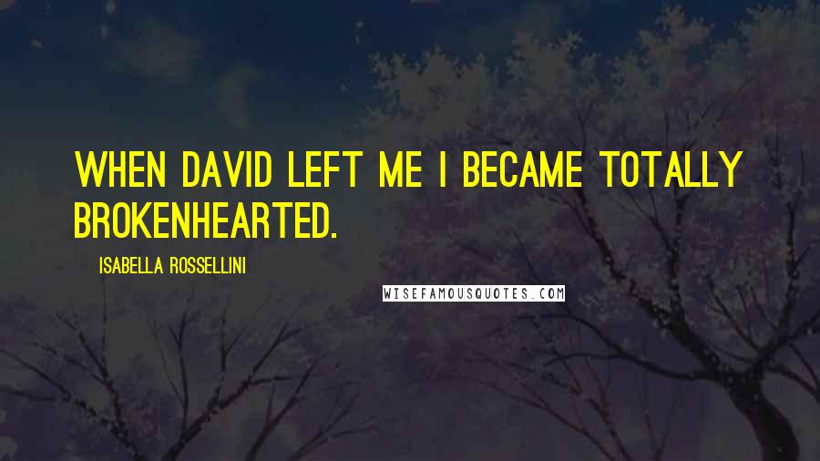 Isabella Rossellini Quotes: When David left me I became totally brokenhearted.