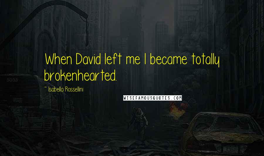 Isabella Rossellini Quotes: When David left me I became totally brokenhearted.