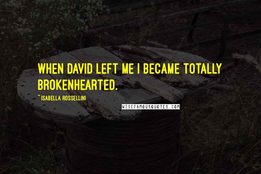 Isabella Rossellini Quotes: When David left me I became totally brokenhearted.