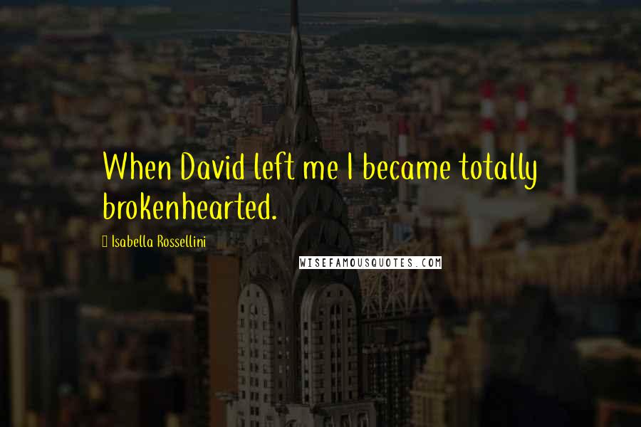 Isabella Rossellini Quotes: When David left me I became totally brokenhearted.