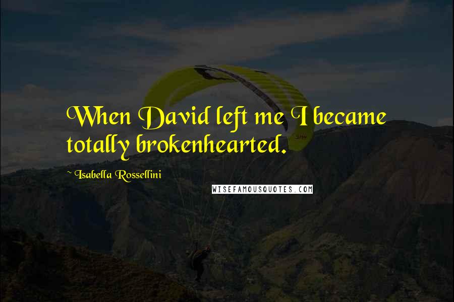 Isabella Rossellini Quotes: When David left me I became totally brokenhearted.