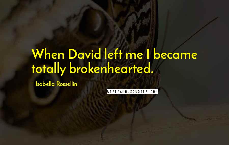 Isabella Rossellini Quotes: When David left me I became totally brokenhearted.