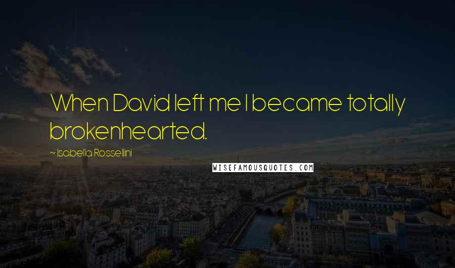 Isabella Rossellini Quotes: When David left me I became totally brokenhearted.