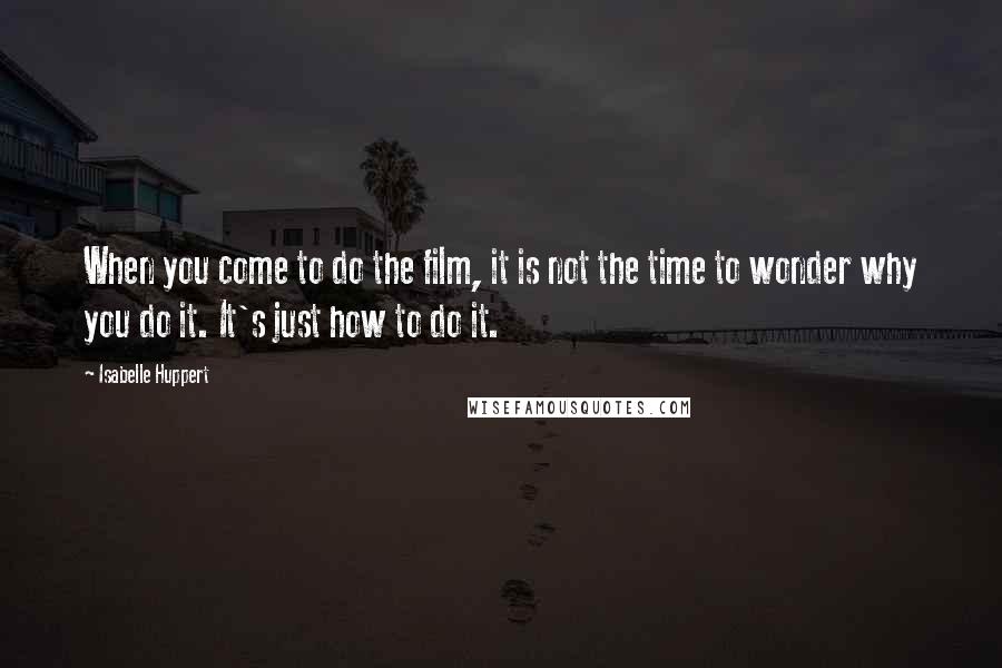 Isabelle Huppert Quotes: When you come to do the film, it is not the time to wonder why you do it. It's just how to do it.