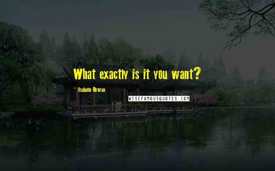 Isabelle Rowan Quotes: What exactly is it you want?