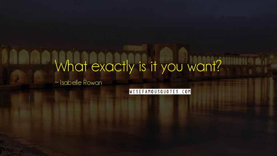 Isabelle Rowan Quotes: What exactly is it you want?