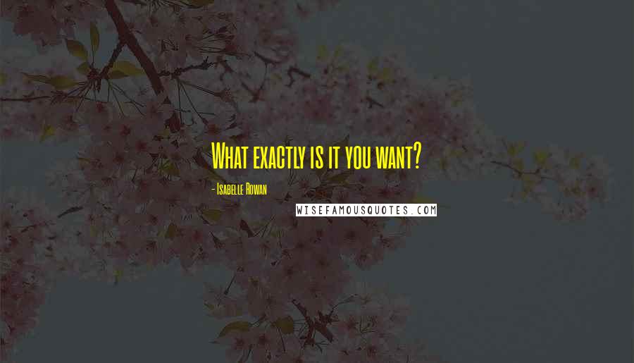 Isabelle Rowan Quotes: What exactly is it you want?