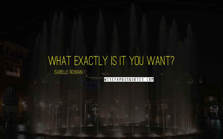 Isabelle Rowan Quotes: What exactly is it you want?