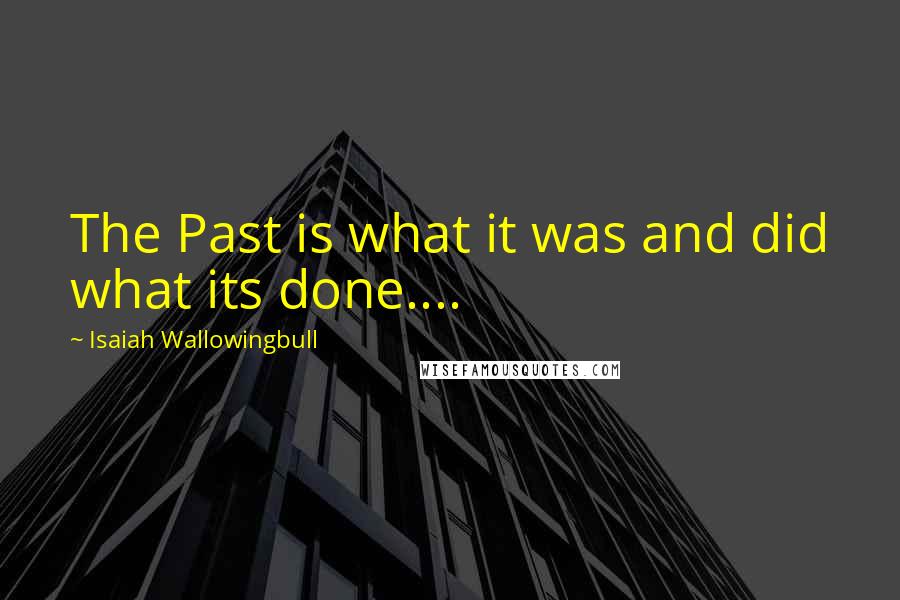 Isaiah Wallowingbull Quotes: The Past is what it was and did what its done....