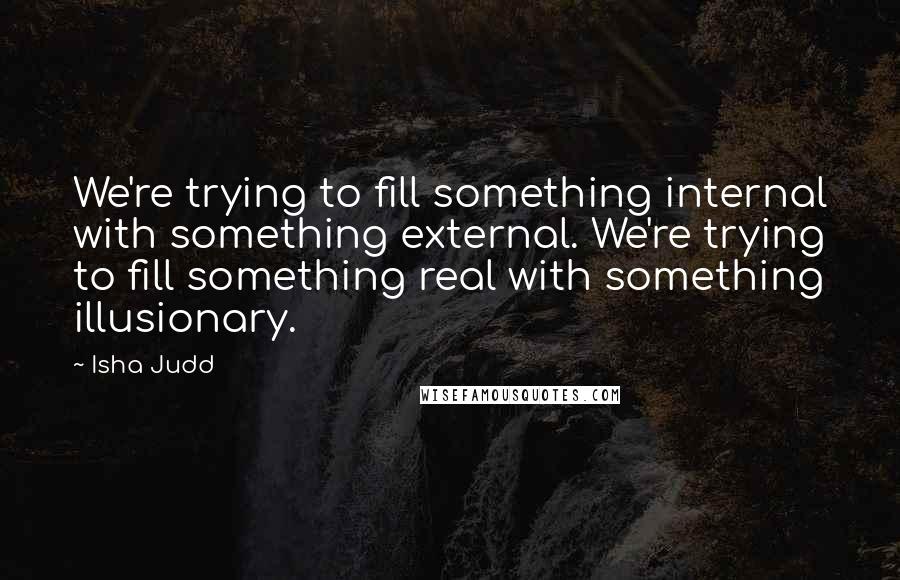 Isha Judd Quotes: We're trying to fill something internal with something external. We're trying to fill something real with something illusionary.