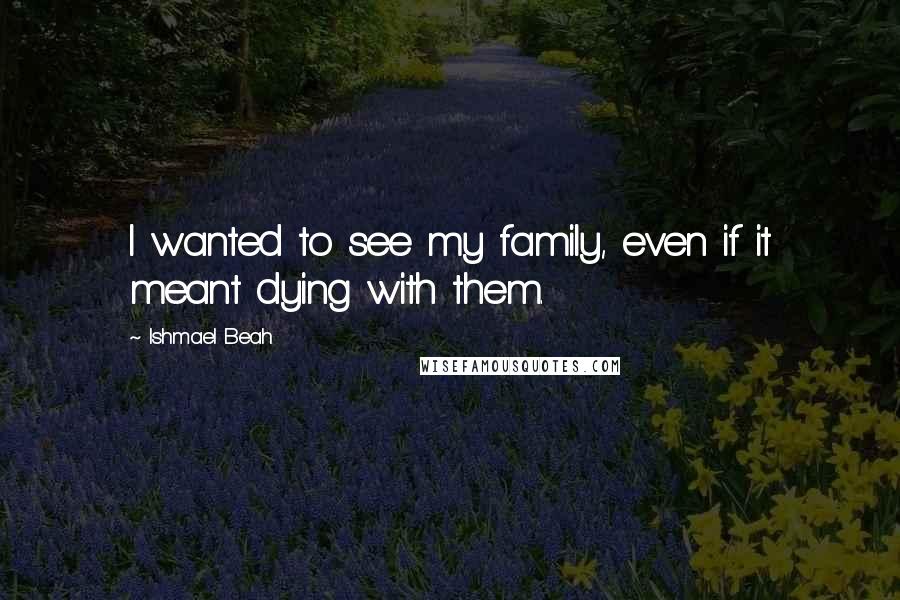 Ishmael Beah Quotes: I wanted to see my family, even if it meant dying with them.