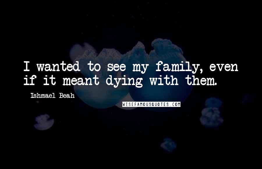 Ishmael Beah Quotes: I wanted to see my family, even if it meant dying with them.
