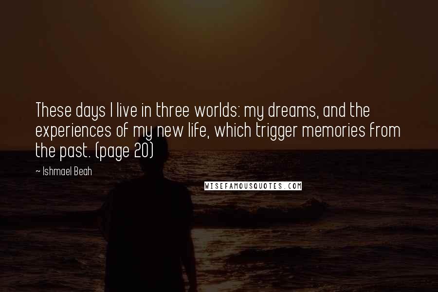 Ishmael Beah Quotes: These days I live in three worlds: my dreams, and the experiences of my new life, which trigger memories from the past. (page 20)
