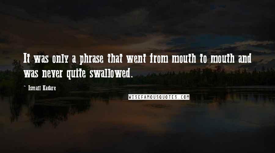 Ismail Kadare Quotes: It was only a phrase that went from mouth to mouth and was never quite swallowed.