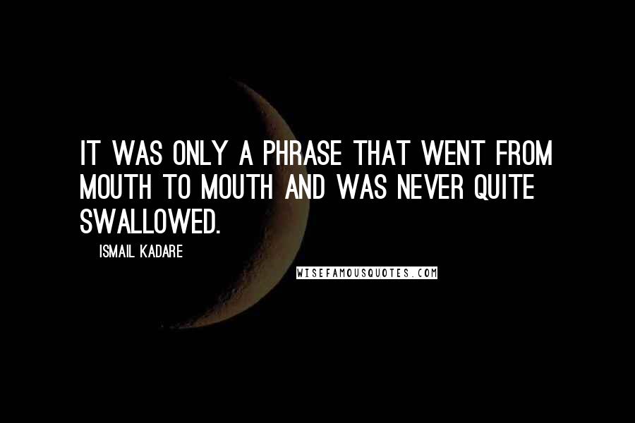 Ismail Kadare Quotes: It was only a phrase that went from mouth to mouth and was never quite swallowed.