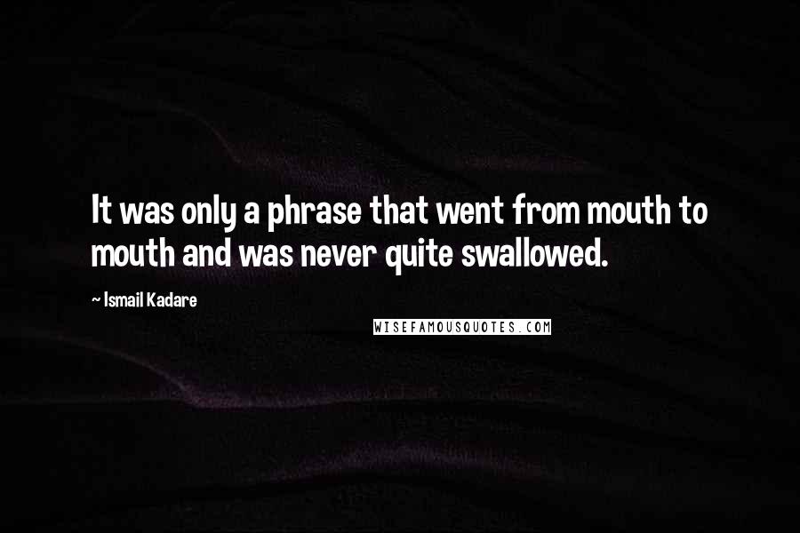Ismail Kadare Quotes: It was only a phrase that went from mouth to mouth and was never quite swallowed.