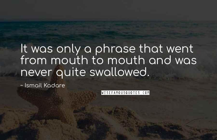 Ismail Kadare Quotes: It was only a phrase that went from mouth to mouth and was never quite swallowed.