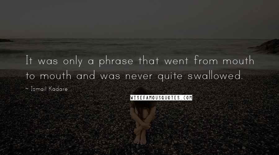 Ismail Kadare Quotes: It was only a phrase that went from mouth to mouth and was never quite swallowed.