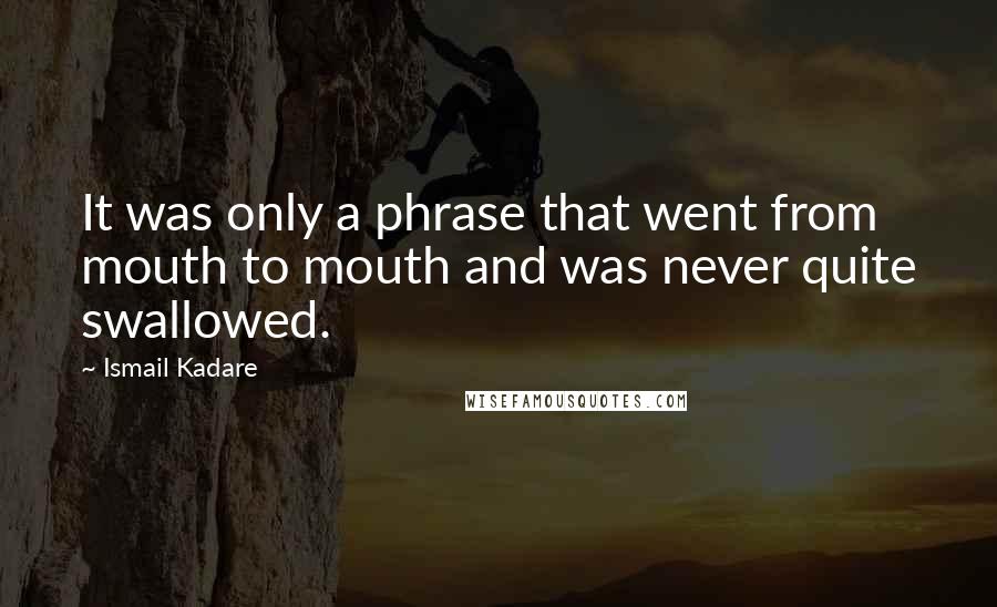 Ismail Kadare Quotes: It was only a phrase that went from mouth to mouth and was never quite swallowed.