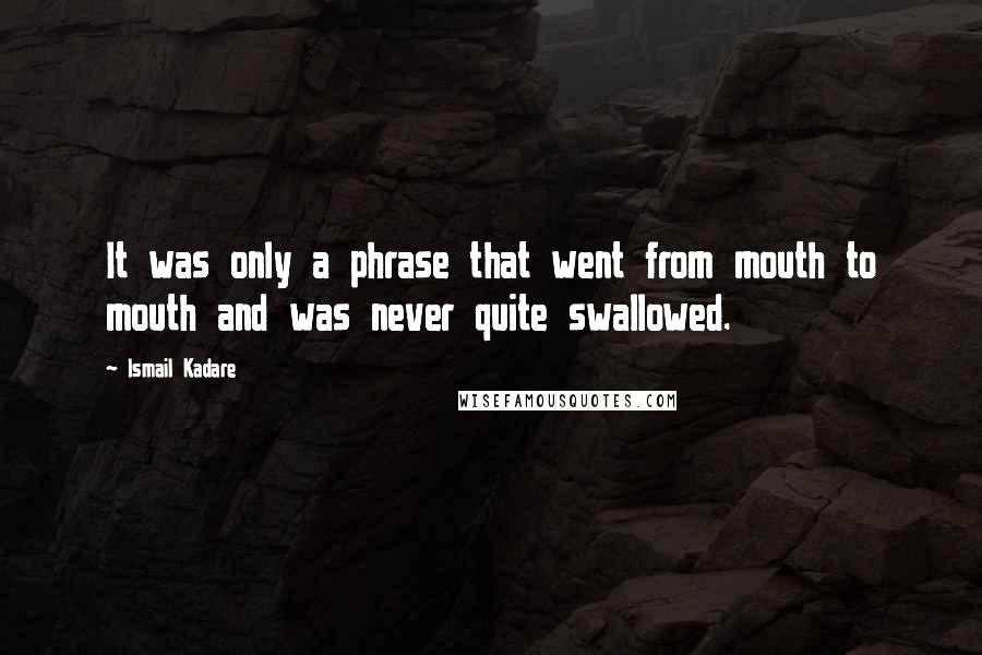 Ismail Kadare Quotes: It was only a phrase that went from mouth to mouth and was never quite swallowed.