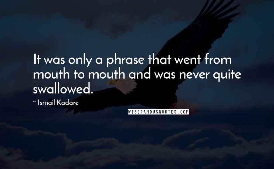 Ismail Kadare Quotes: It was only a phrase that went from mouth to mouth and was never quite swallowed.