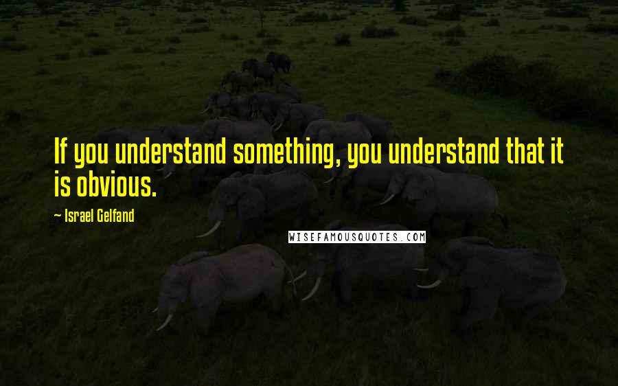 Israel Gelfand Quotes: If you understand something, you understand that it is obvious.