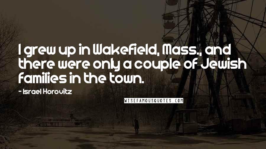 Israel Horovitz Quotes: I grew up in Wakefield, Mass., and there were only a couple of Jewish families in the town.