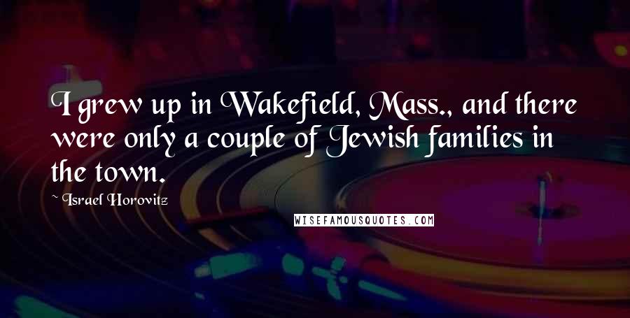 Israel Horovitz Quotes: I grew up in Wakefield, Mass., and there were only a couple of Jewish families in the town.