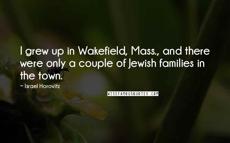 Israel Horovitz Quotes: I grew up in Wakefield, Mass., and there were only a couple of Jewish families in the town.