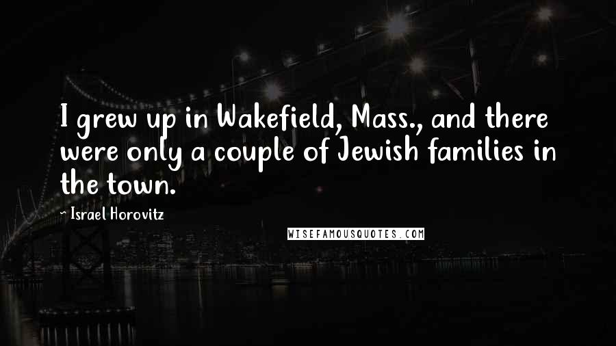 Israel Horovitz Quotes: I grew up in Wakefield, Mass., and there were only a couple of Jewish families in the town.