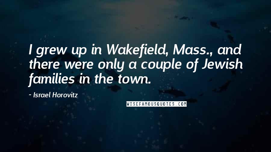 Israel Horovitz Quotes: I grew up in Wakefield, Mass., and there were only a couple of Jewish families in the town.