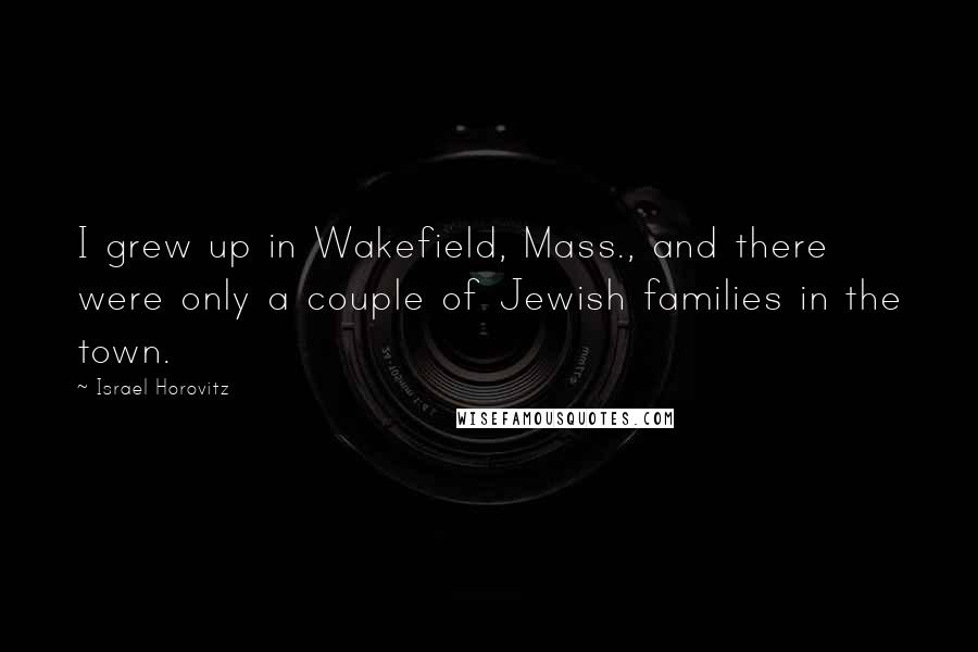 Israel Horovitz Quotes: I grew up in Wakefield, Mass., and there were only a couple of Jewish families in the town.