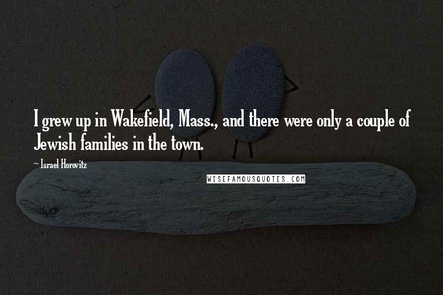 Israel Horovitz Quotes: I grew up in Wakefield, Mass., and there were only a couple of Jewish families in the town.