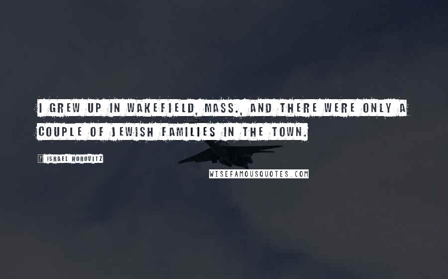 Israel Horovitz Quotes: I grew up in Wakefield, Mass., and there were only a couple of Jewish families in the town.