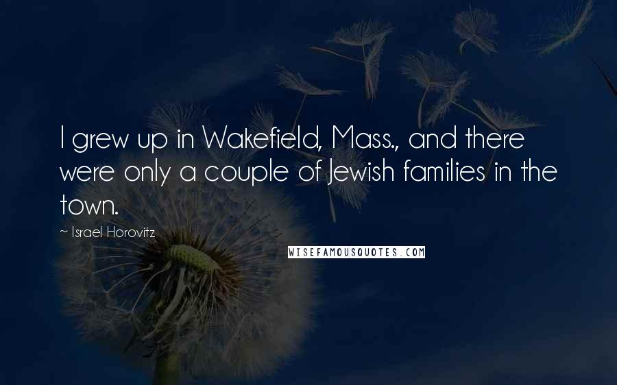 Israel Horovitz Quotes: I grew up in Wakefield, Mass., and there were only a couple of Jewish families in the town.