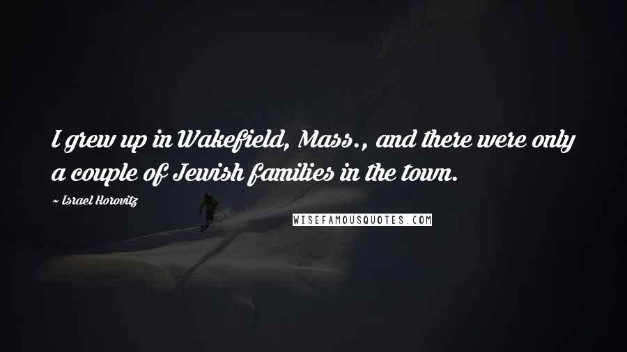 Israel Horovitz Quotes: I grew up in Wakefield, Mass., and there were only a couple of Jewish families in the town.