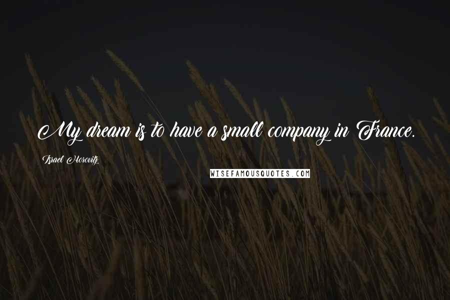 Israel Horovitz Quotes: My dream is to have a small company in France.