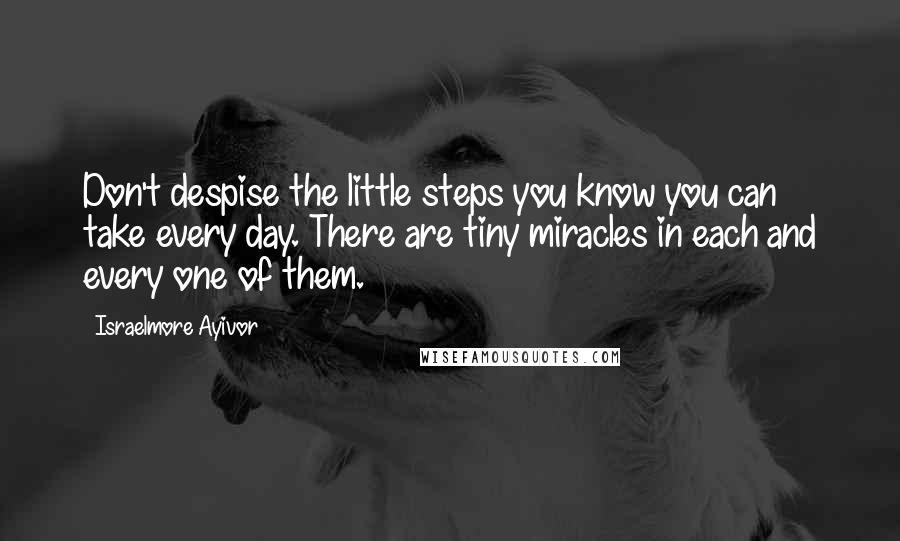 Israelmore Ayivor Quotes: Don't despise the little steps you know you can take every day. There are tiny miracles in each and every one of them.