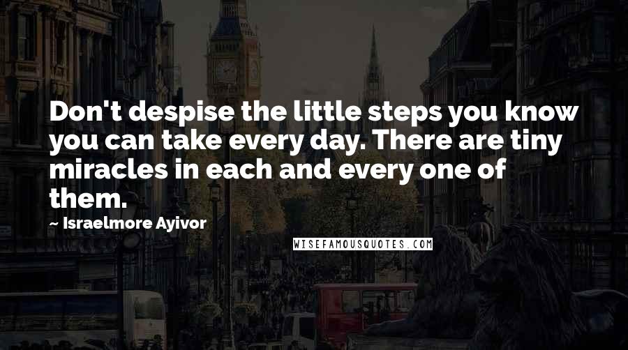 Israelmore Ayivor Quotes: Don't despise the little steps you know you can take every day. There are tiny miracles in each and every one of them.